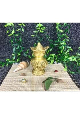 Reomek Gold Handicraft Brass Kalash for Pooja Puja Mandir Home Decor Housewarming Diwali Gift Items
