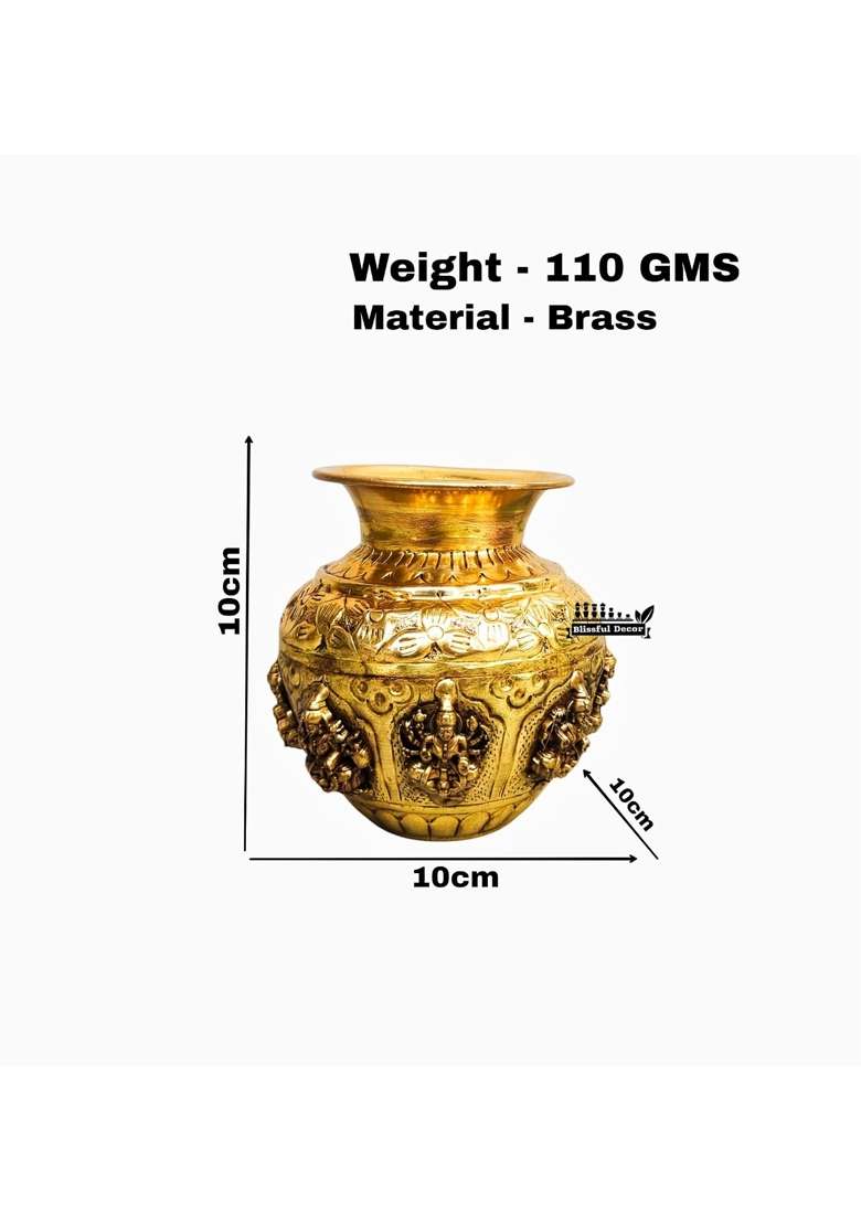 Shree HARI Home Decor Pure Brass Ashtalakshmi Kalash Sacred Pooja Lota with 8 Forms of Lakshmi for Varalakshmi - Indya