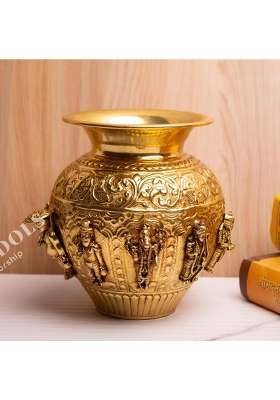 Bharat Idols 100 Percent Brass Gold Plated Dashavatara Narayan Vishnu Kalash