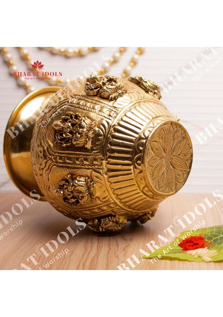 Bharat Idols 100 Percent Brass Gold Plated Ashta Mahadevi Avatar Kalash - Indya