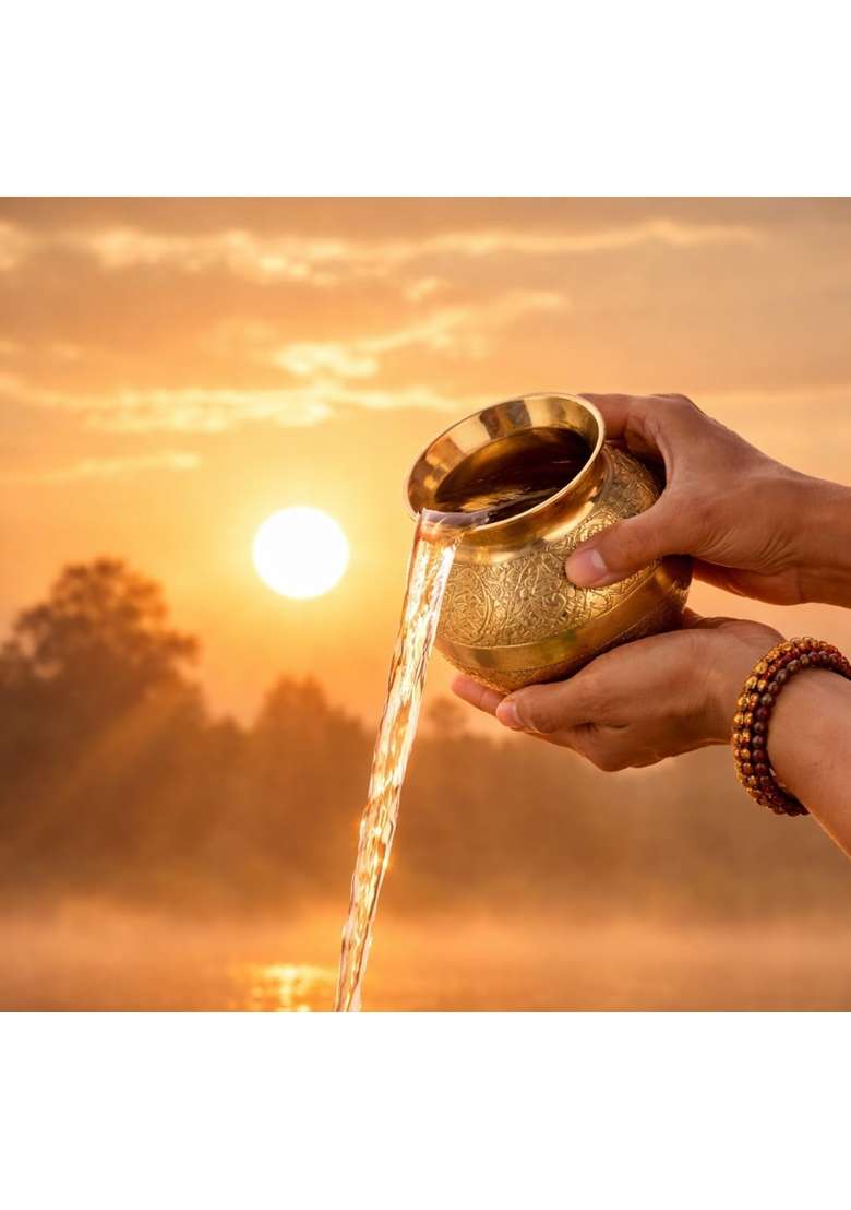 Gold Brass Lota for Puja Brass Kalash for Pooja - Indya