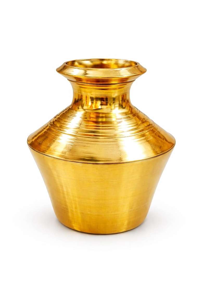 Gold Pure Brass Theertha Kudam Ceremonies Pooja Kalash Handi Brass Ghada 3 Litre Capacity - Indya