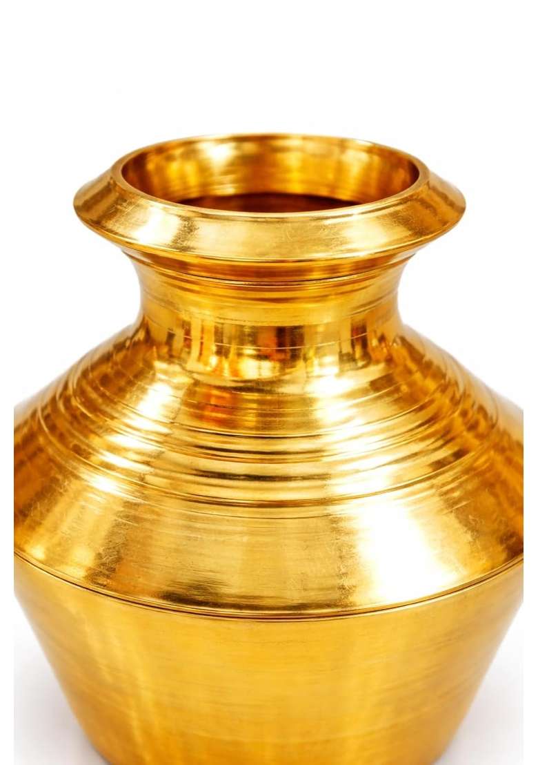 Gold Pure Brass Theertha Kudam Ceremonies Pooja Kalash Handi Brass Ghada 3 Litre Capacity - Indya