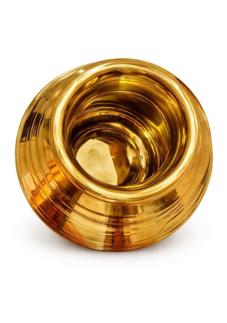 Gold Pure Brass Theertha Kudam Ceremonies Pooja Kalash Handi Brass Ghada 3 Litre Capacity - Indya