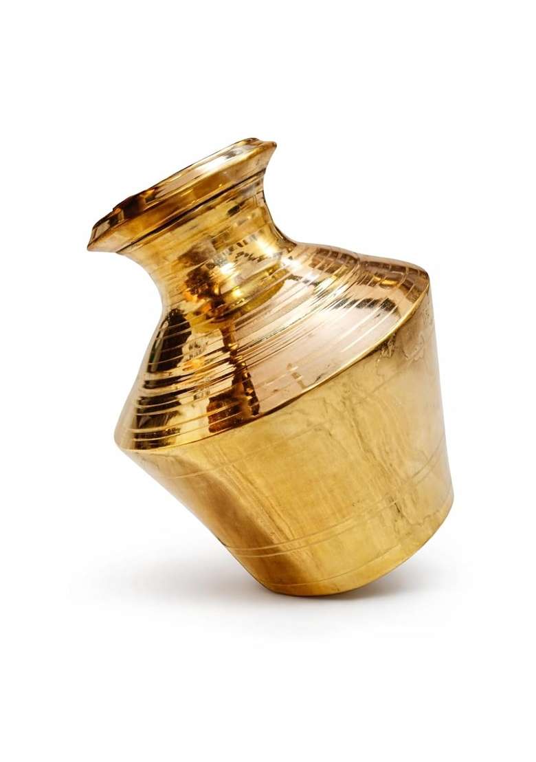 Gold Pure Brass Theertha Kudam Ceremonies Pooja Kalash Handi Brass Ghada 3 Litre Capacity - Indya