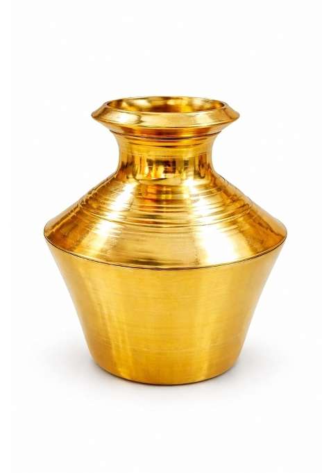 Gold Pure Brass Theertha Kudam Ceremonies Pooja Kalash Handi Brass Ghada 3 Litre Capacity
