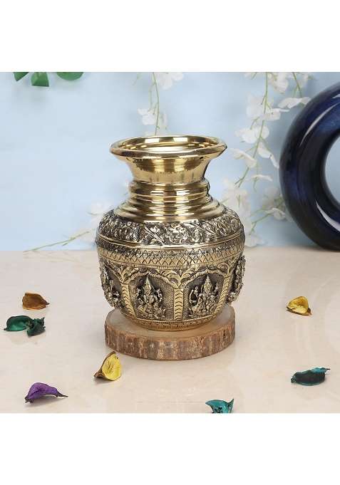 Artvarko Gold Brass Ashtalakshmi Kalash Lota 6 Inch