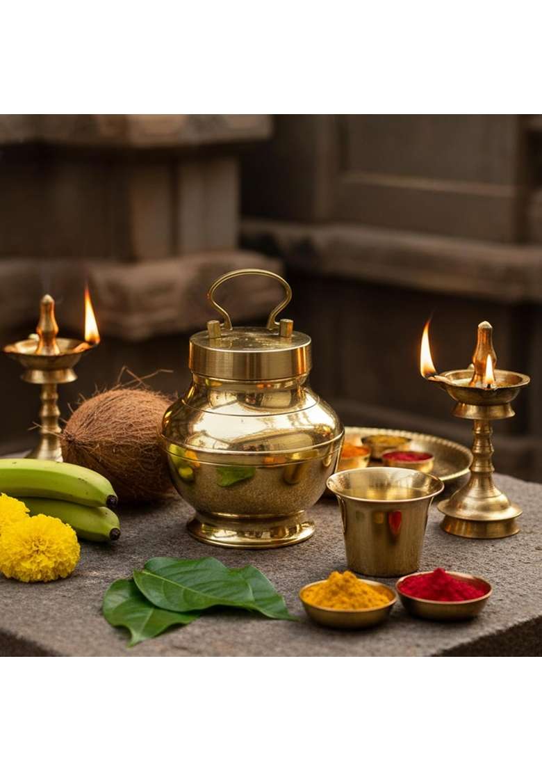 Putrika Gold Traditional Brass Handcrafted Pavitra Gangajali Lota - Indya