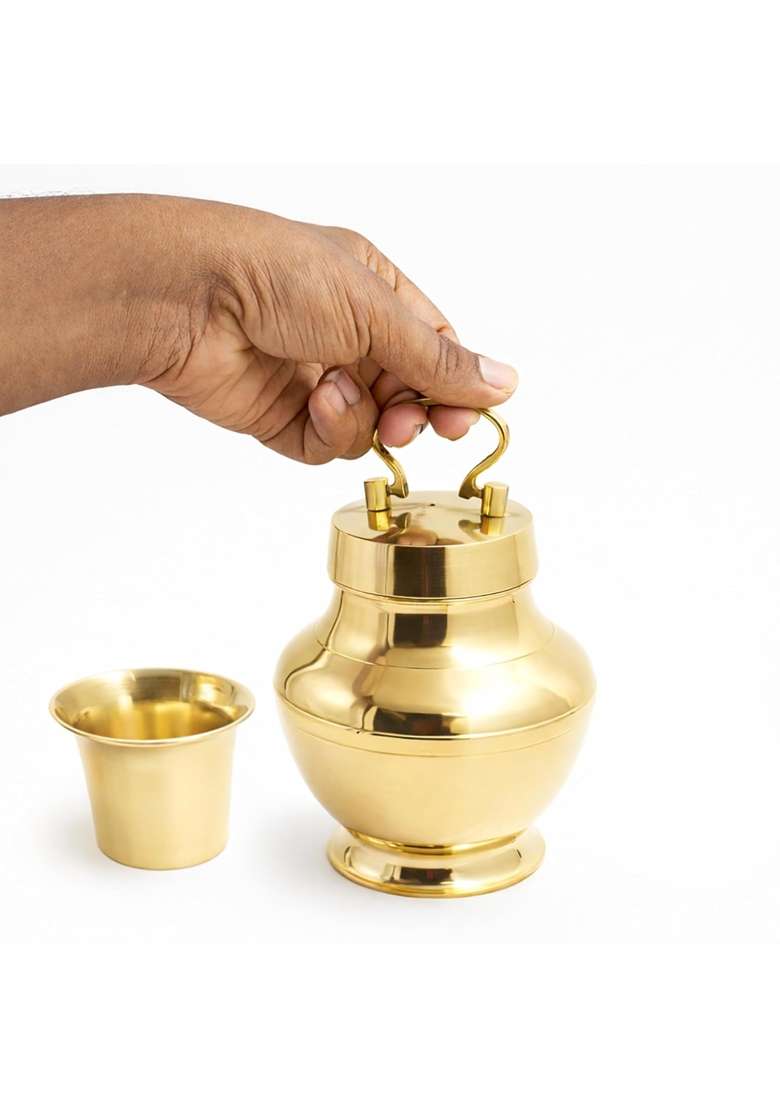 Putrika Gold Traditional Brass Handcrafted Pavitra Gangajali Lota - Indya