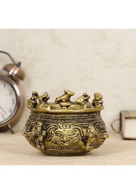 Ecraftindia Brass Auspicious Nandi Kalash for Religious Offerings