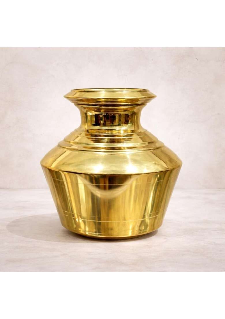 SF Steelfactory Brass Kudam 3 Point 5L Water Pot Pure Brass Ghada Kalash for Pooja - Indya
