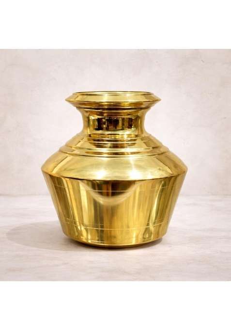 SF Steelfactory Brass Kudam 3 Point 5L Water Pot Pure Brass Ghada Kalash for Pooja