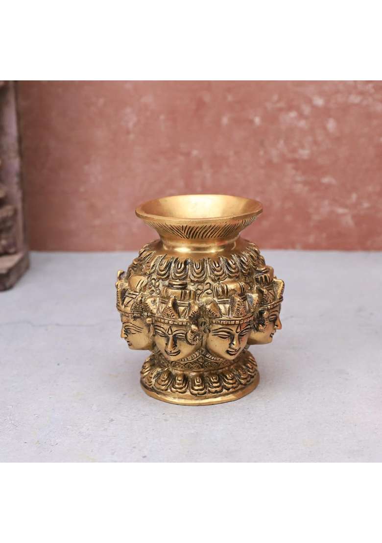 The Advitya Brass Ashtalakshmi Kalash for Pooja Decoration Items - Indya