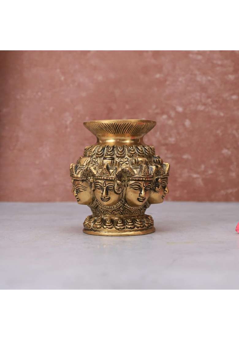 The Advitya Brass Ashtalakshmi Kalash for Pooja Decoration Items - Indya