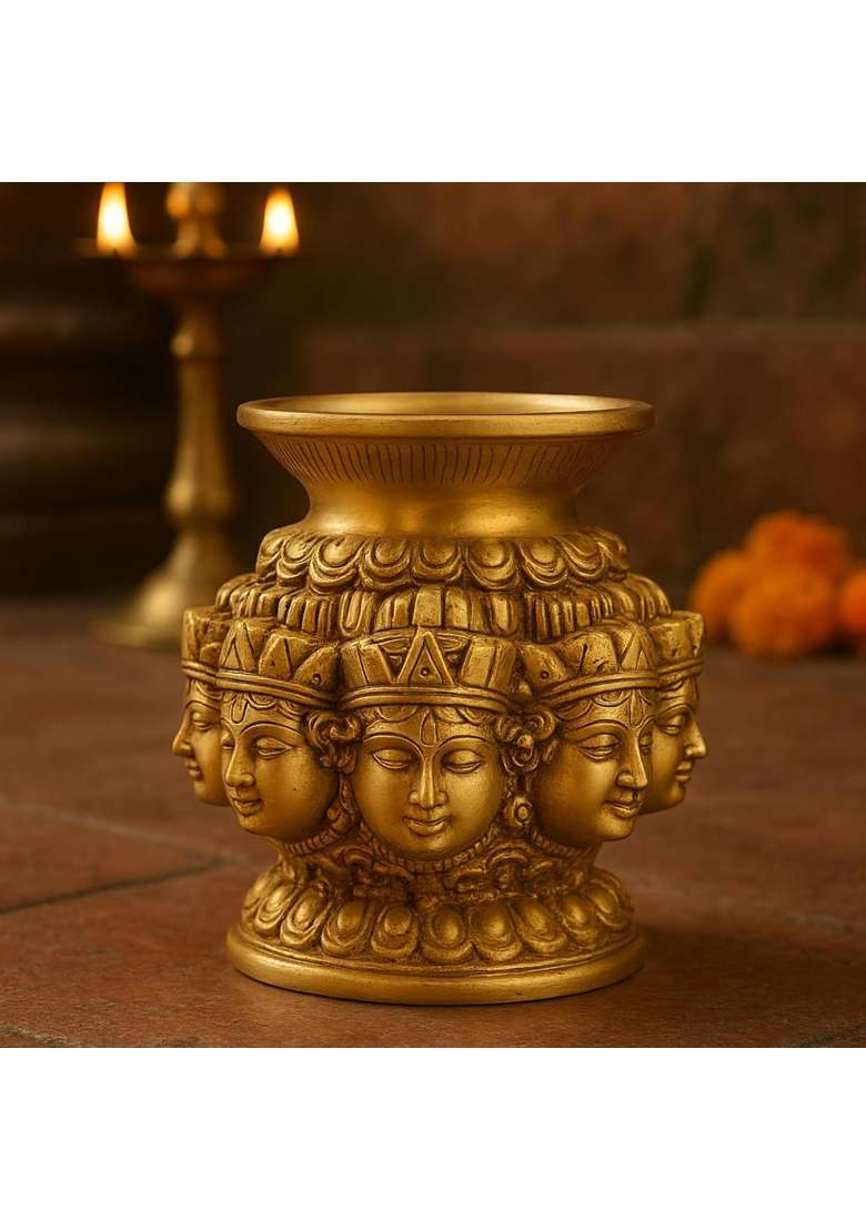 AROU NEST Ashta Lakshmi Brass Pooja Kalash 9 Point 7 CM - Indya