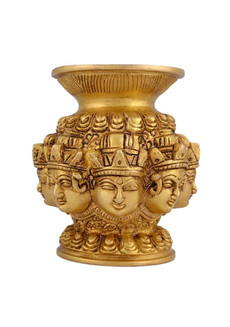 AROU NEST Ashta Lakshmi Brass Pooja Kalash 9 Point 7 CM - Indya