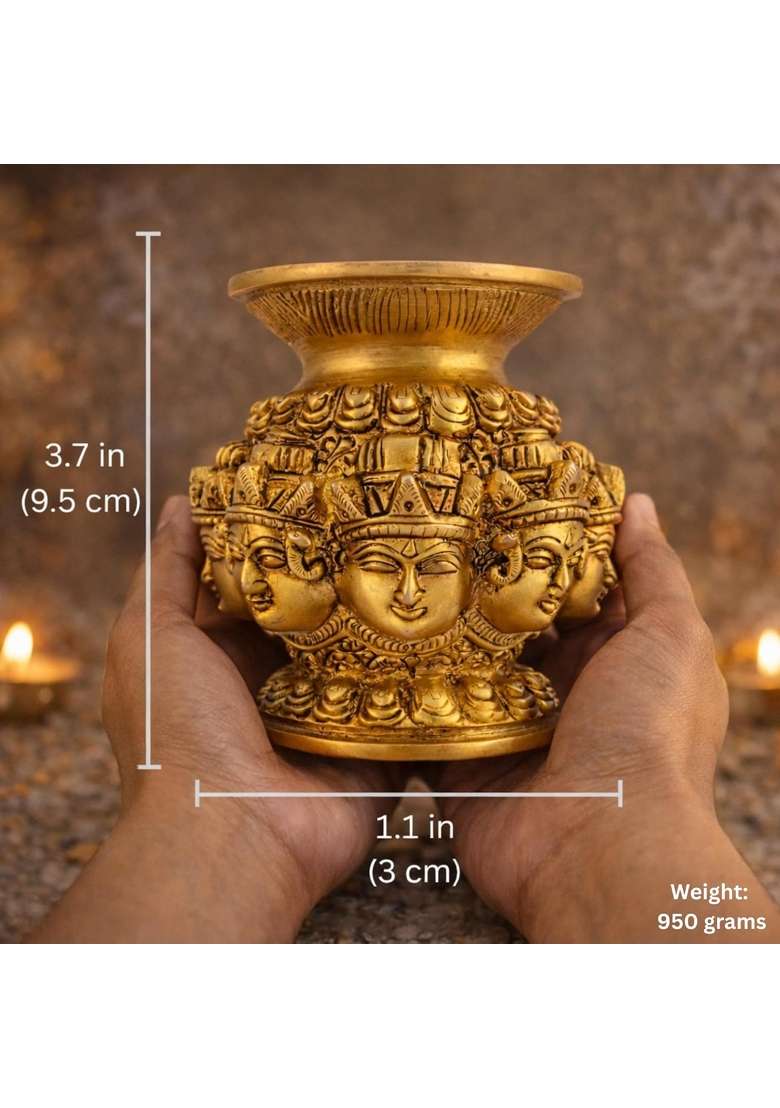 AROU NEST Ashta Lakshmi Brass Pooja Kalash 9 Point 7 CM - Indya