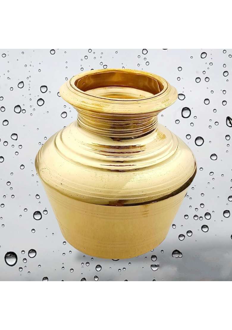 Madhura Estores Gold Pure Brass Theertha Kudam Ceremonies Pooja Kalash Handi Brass Ghada Capacity 3 Litre 850 - Indya