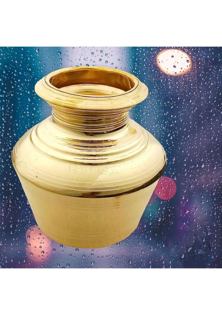 Madhura Estores Gold Pure Brass Theertha Kudam Ceremonies Pooja Kalash Handi Brass Ghada Capacity 3 Litre 850 - Indya
