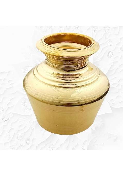 Madhura Estores Gold Pure Brass Theertha Kudam Ceremonies Pooja Kalash Handi Brass Ghada Capacity 3 Litre 850