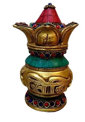 Explore India Brass Decorative Kalash Statue Riddhi Siddhi Crafted Multicolour Kalasha