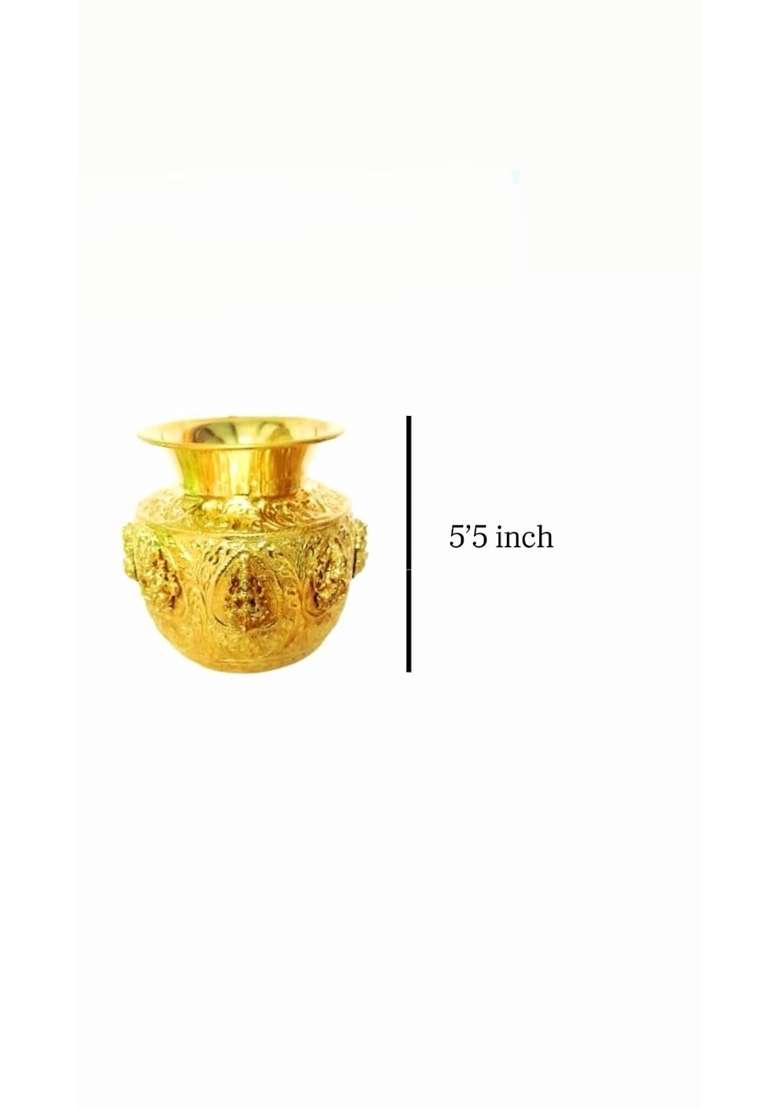 Multicolour Aditiya Shopping Brass Asthalaxmi Kalash Traditional Pooja Pot with Antique Finish for Navratri - Indya