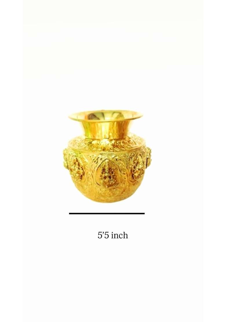 Multicolour Aditiya Shopping Brass Asthalaxmi Kalash Traditional Pooja Pot with Antique Finish for Navratri - Indya