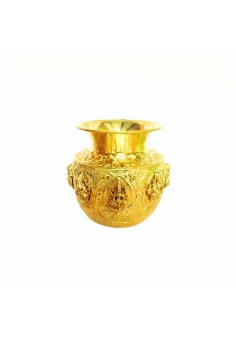 Multicolour Aditiya Shopping Brass Asthalaxmi Kalash Traditional Pooja Pot with Antique Finish for Navratri
