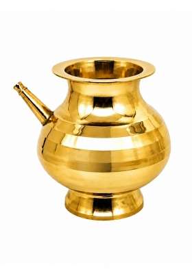 Nyra Pure Brass Karwa Chauth Kalash Lota Golden Round Heavy Karva for Puja Festival Diwali Small 1 Point 1 LTR