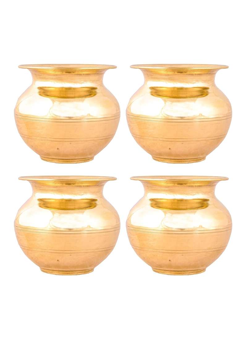 Shiv Shakti Arts Yellow Pure Brass Kalash Lota for Suryanamaskar and Poojan Purpose ML Pack of 6 - Indya