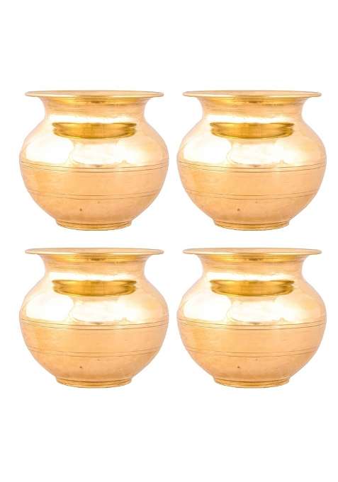 Shiv Shakti Arts Yellow Pure Brass Kalash Lota for Suryanamaskar and Poojan Purpose ML Pack of 6