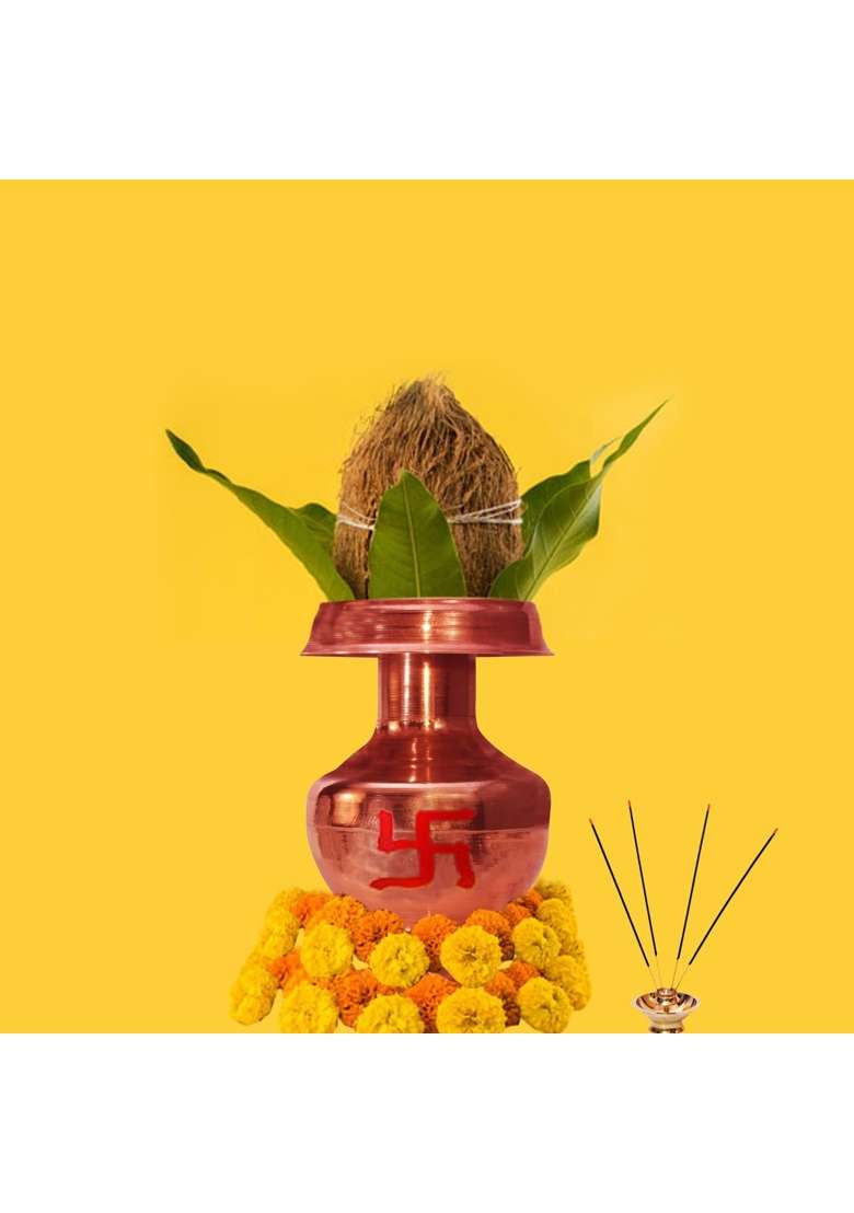 Shrinika Pure Copper Devi Ghot Pooja Kalash Lota for Puja Rituals - Indya
