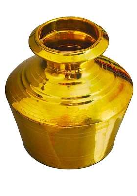 Mahi Store Brass Kudam Ghada Pot Water Pot Pongal Handi Gold 3L Pooja Kalash Ceremonies