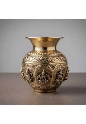 Decorglobe Ashta Kalash Brass Murti for Home Temple Pooja Mandir Vastu Decor Diwali
