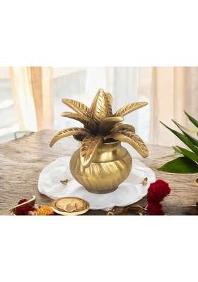 Blissful Decor Pooja Kalash Soma Kalasha Lota with Leaves and Coconut Poojan Home Temple Gift 700 GMS