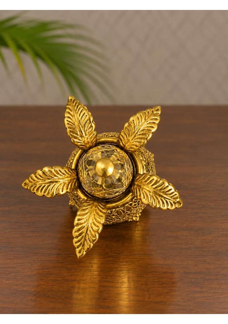 Golden Ashta Lakshmi Brass Kalash for Pooja Lakshmi Pooja Kalash - Indya