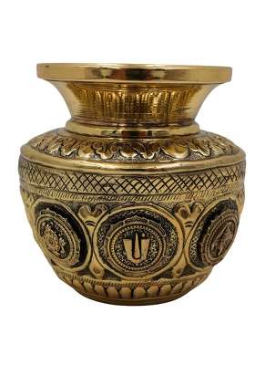 South Indian Arts Brass Balaji Kalash Loota Gold 4 Inch 1 Piece