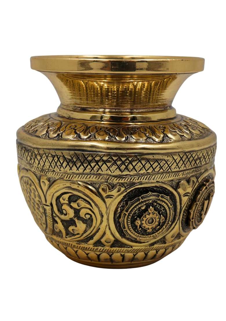 South Indian Arts Brass Balaji Kalash Loota Gold 4 Inch 1 Piece - Indya