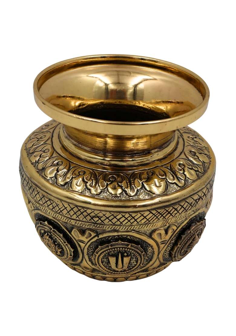 South Indian Arts Brass Balaji Kalash Loota Gold 4 Inch 1 Piece - Indya
