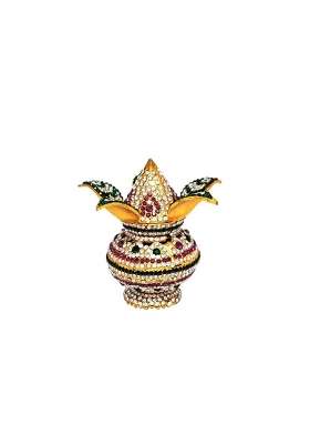 GD Ecommerce Gold Plated Brass Pooja Kalash with Coconut Mangal Kalash for Lakshmi Pooja