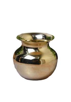 Shaan Mfg Gold Pure Brass Lota Chambu Kalash Traditional Pooja Water Pot 2L