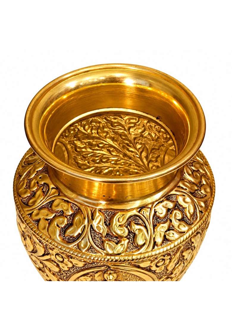 Ashopi Decor Yellow Brass Tirupati Balaji Mukha Kalash for Pooja Traditional Lord Venkateswara Face Kalash - Indya