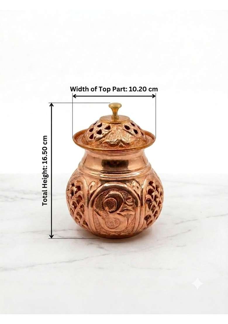OHAM Indian Traditional Brass and Copper Pooja Set Combo 500ML Copper Kalash Vessel - Indya