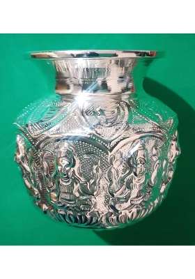 Pure German Silver Ashtalakshmi Kalash Pooja Decor German Silverl Ashtalakshmi Kalash 15 X 16 X 25 Cms