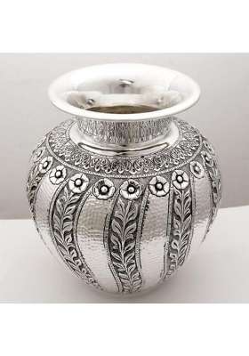 Pure German Silver Designer Nakashi Kalash Lota for Pooja Puja Silver Design Metal Pooja Kalash Chambu Lota