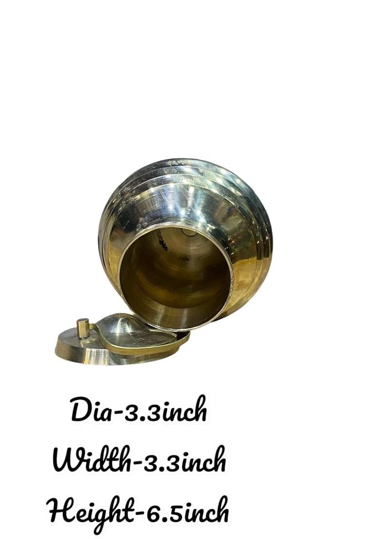 Yellow Brass Lota Kalash with Cover for Pooja Lota Kamandal Gangajali Brass Handcrafted Pavitra Gangajali Lota - Indya