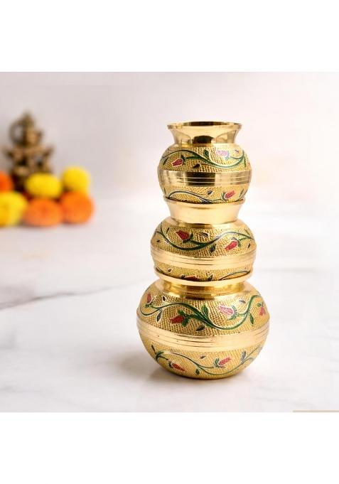 Putrika Green Brass Kudam Gubera Panai Set Set of 3