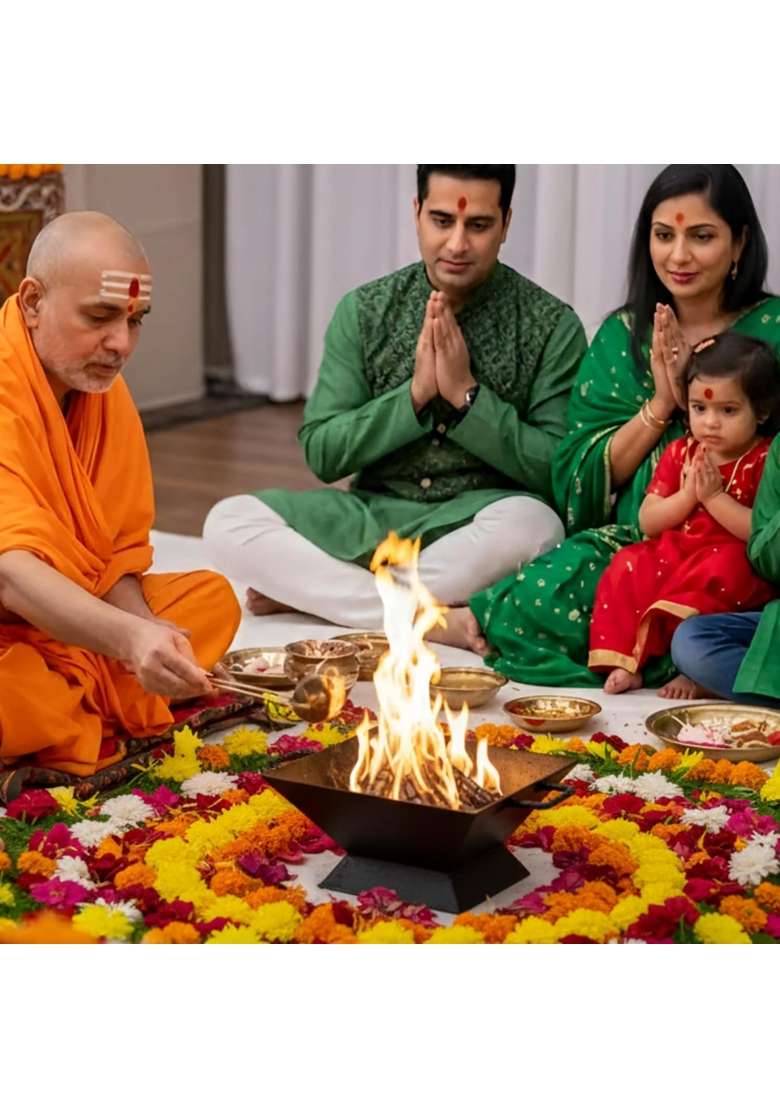 Ozonaturals Black 100 Percent Iron Hawan Kund for Home Big Size Durable Iron Large Havan Kund with Handles - Indya