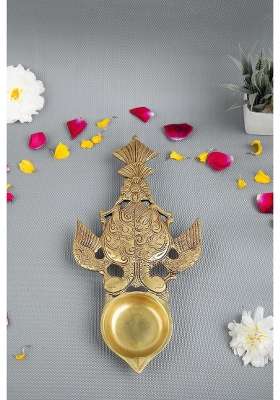 Jaszz Art Gold Brass Twin Peacock Pooja Aarti Spoon 11IN Long 660 G