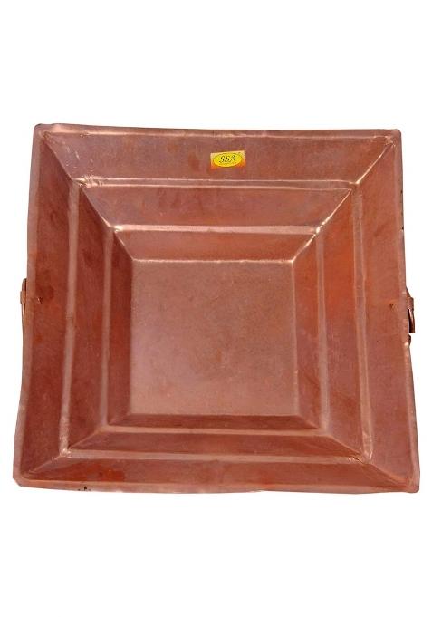 Shiv Shakti Arts Handmade Pure Copper 15 Point 7 Inch X 15 Point 7 Inch X 4 Point 3 Inch Hawan Kund for Home